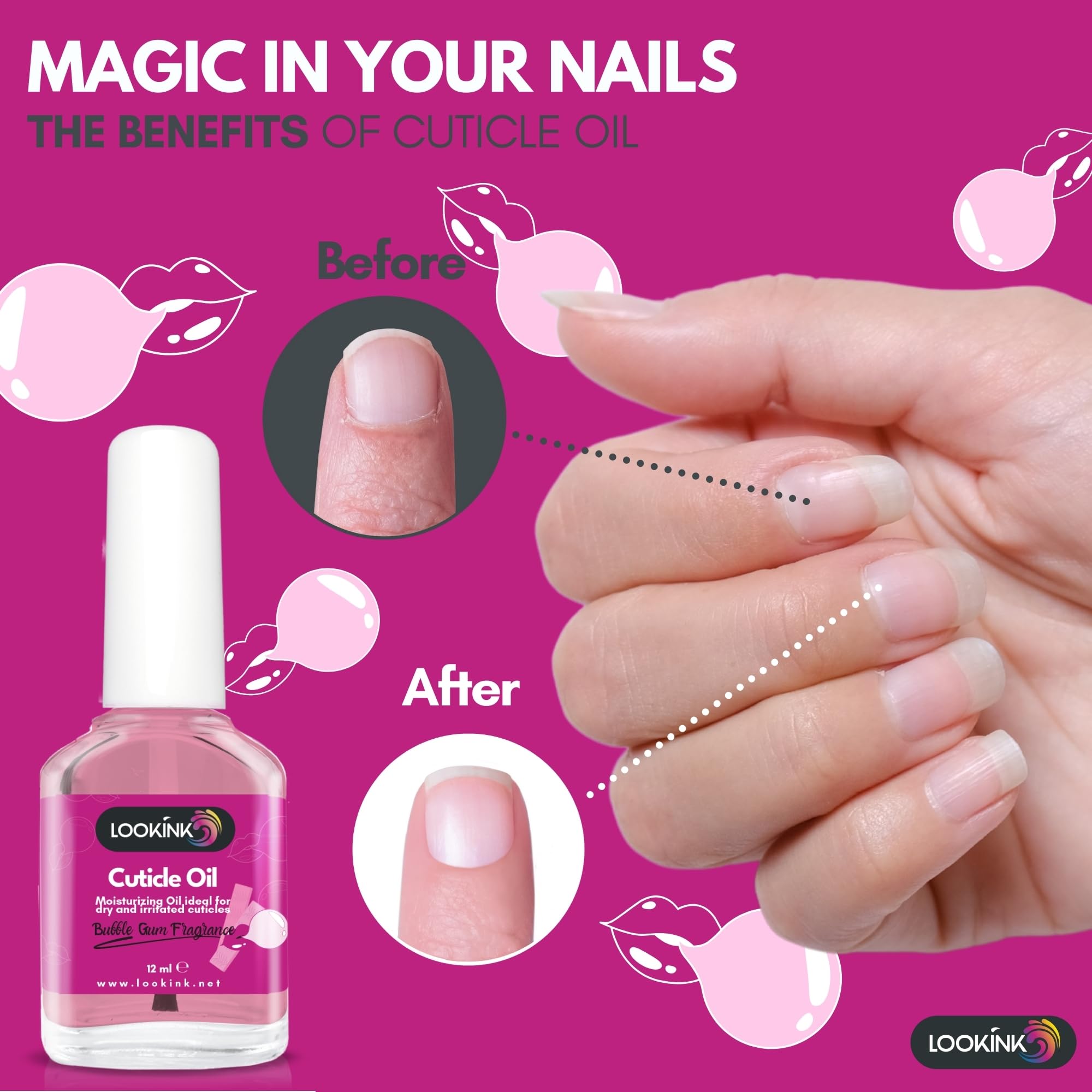Professional Nail Cuticle Oil 12 ml, Hydrating and Nourishing Bubble Gum Fragrance Cuticle Oil for Perfect Hands and Feet - Image 2