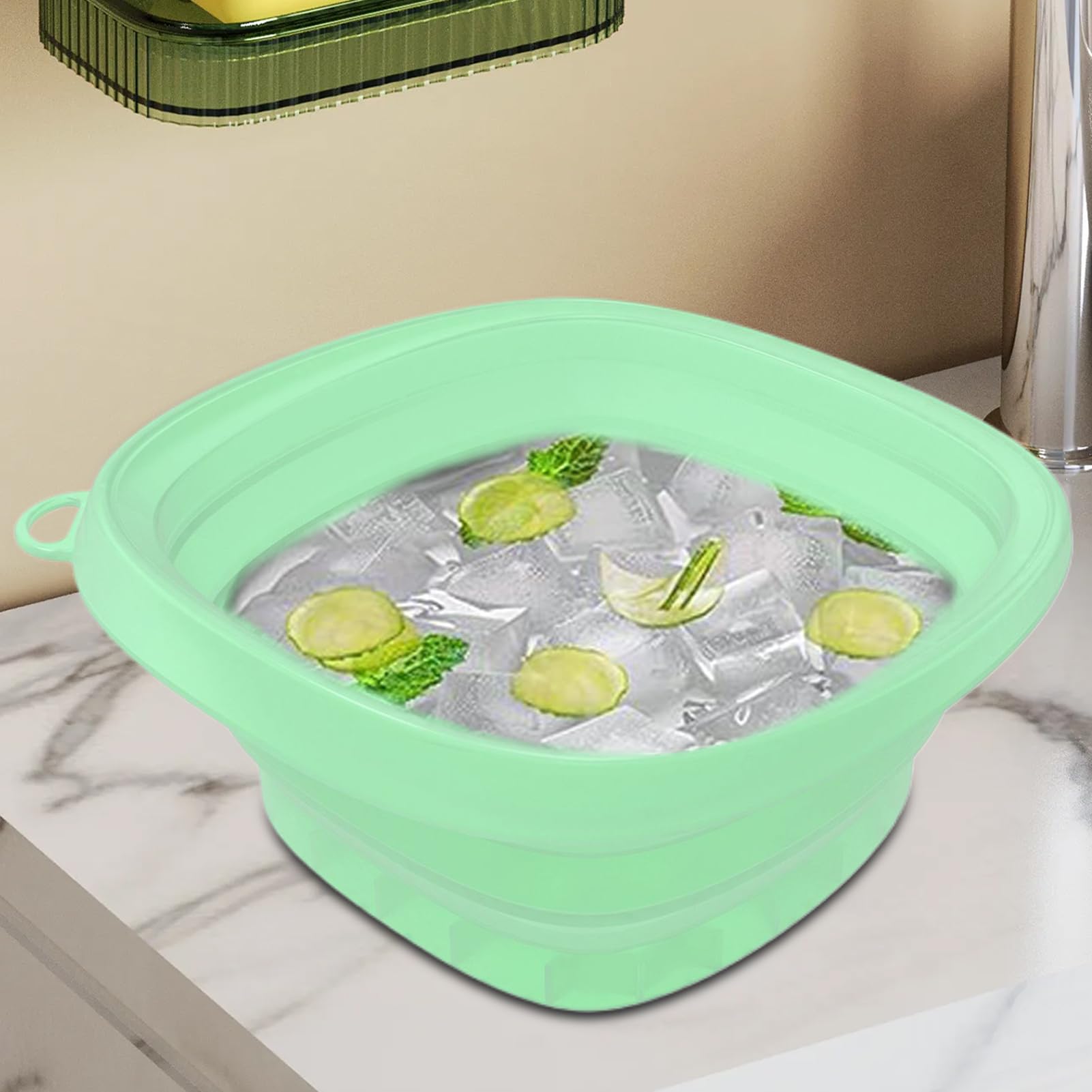 Genérico Cuenco Facial Para Hielo - Baño Frío Facial para Rostro - De Silicona Con Bandeja Integrada Para Cubitos Plegable Para Cuidado De La Piel Spa Y Hogar