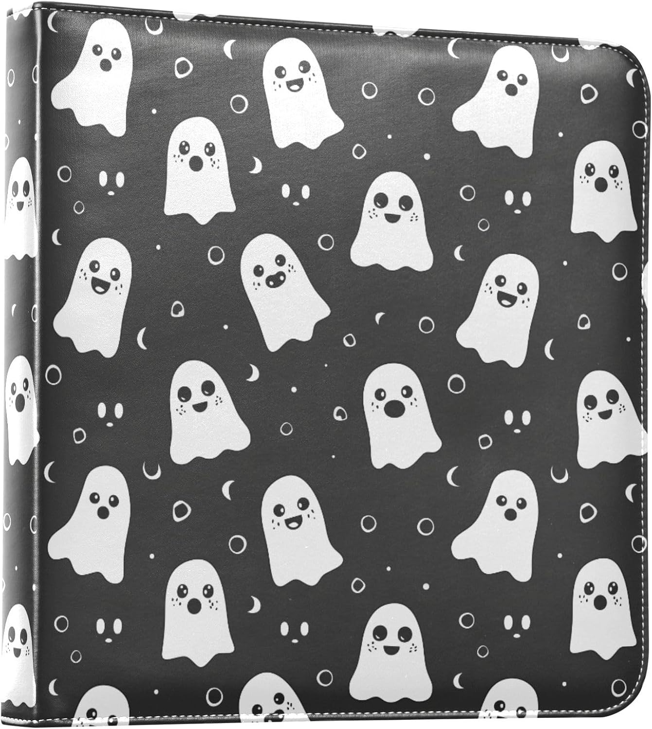 JIPONI Cute Funny Cartoon Ghosts Large Photo Album, DIY Leather Cover Scrapbook Albums for 4x6 5x7 6x8 Pictures, Self Adhesive Memory Book for Wedding, Baby, Family