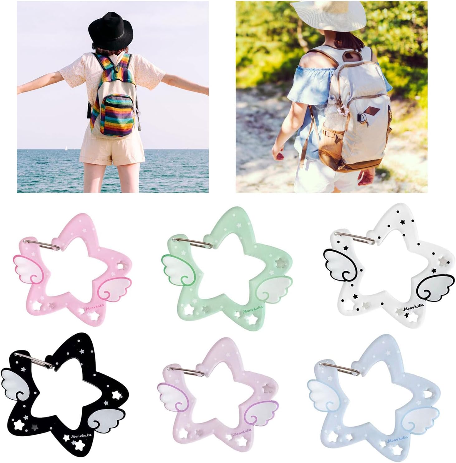 Star Shape Carabiner Keyring Hook Acrylic Clip for Handbags, Backpacks & Camping Gear Portable Decorative Pendant Outdoor Keyring Hook image 2