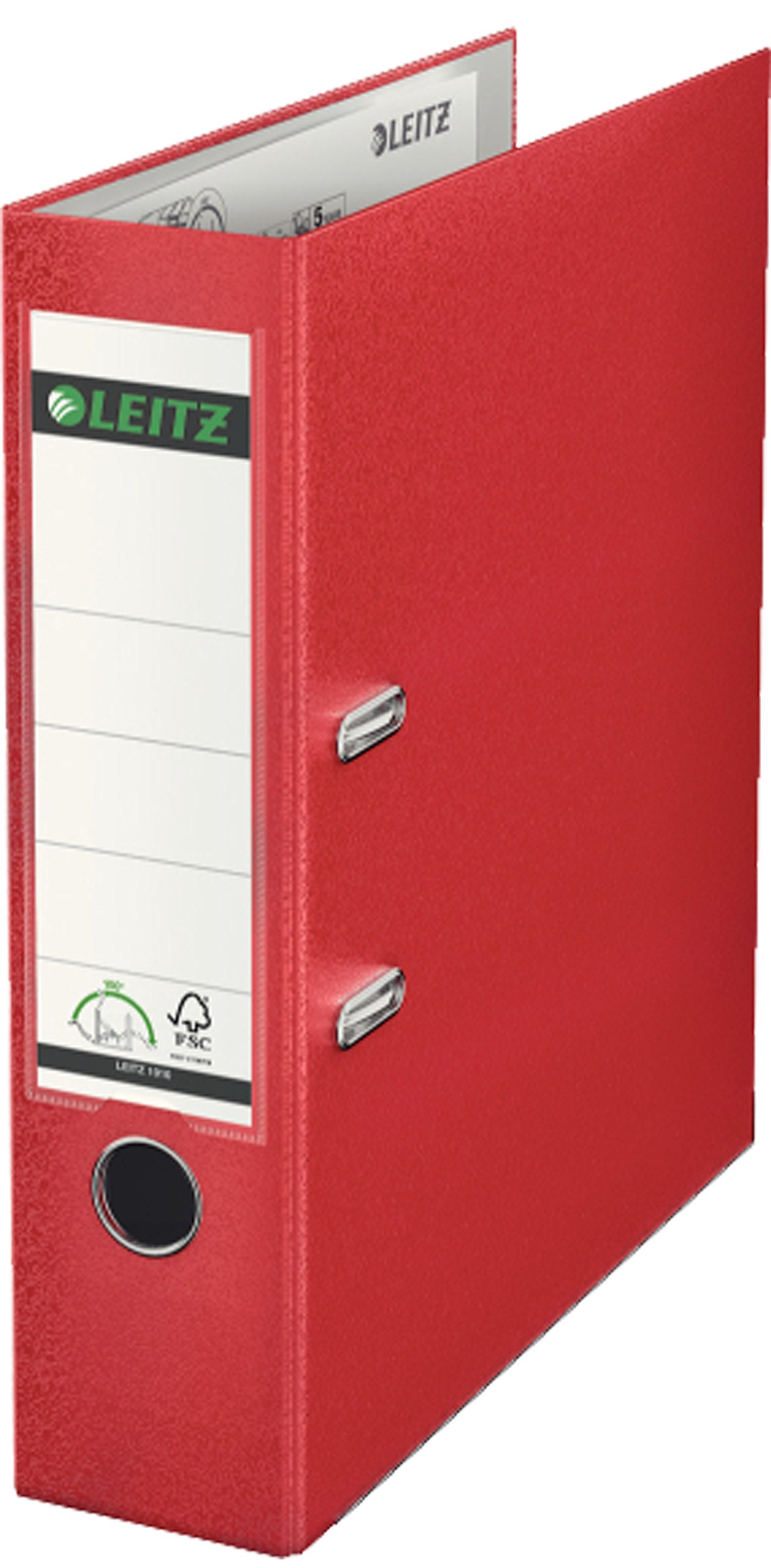 Leitz 1010-50 Qualitäts-Ordner Plastik-Cover (A4 breit| 5er Pack, rot)