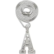 Fashion 21 Unisex Stone Filled Initial Letter Pendant 24 inches Box Chain Necklace