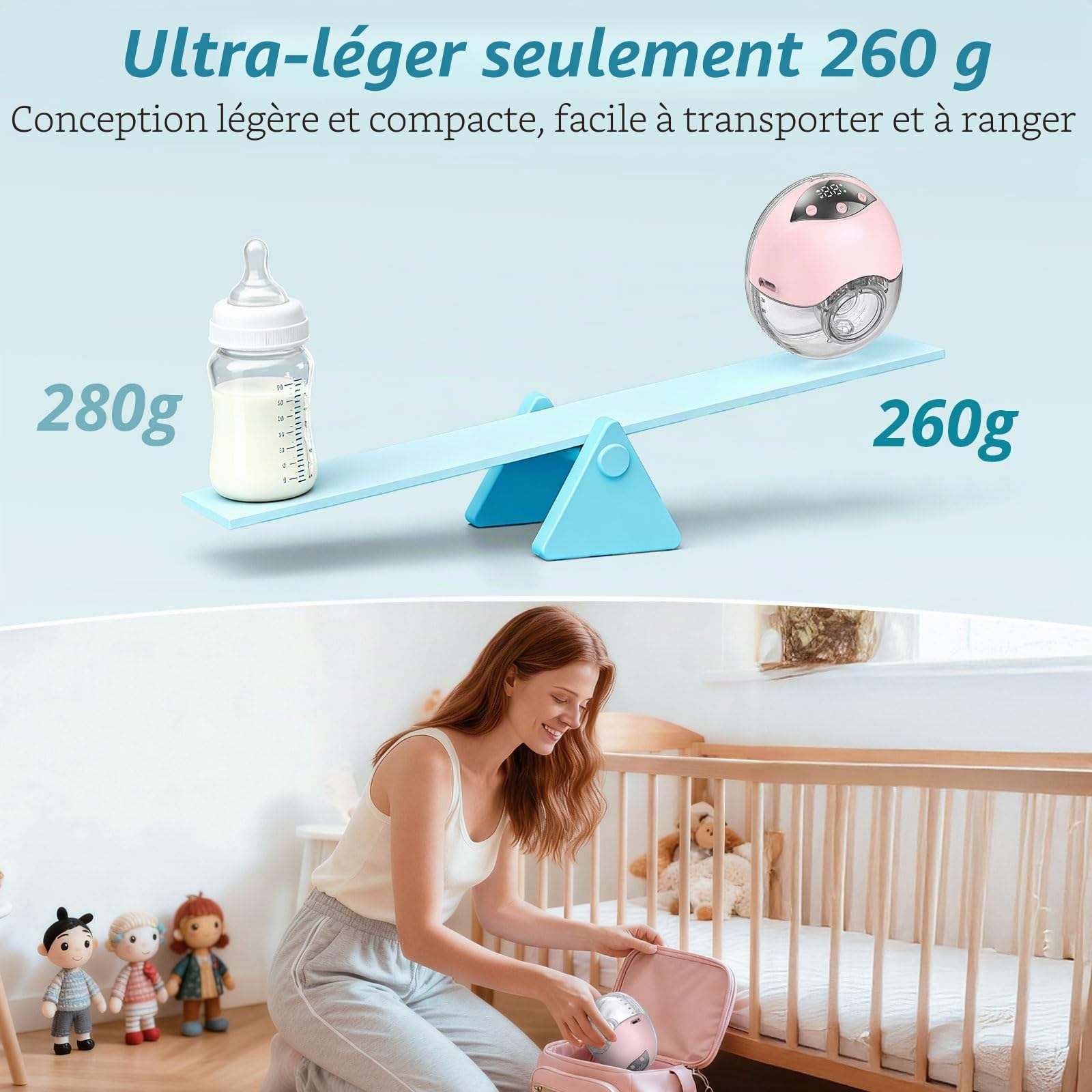 Tire-Lait Électrique Double, 210 ml, 4 Modes, Rose, 2 Pièces | Double pompage, 12 niveaux, écrans LED, recharge USB-C et tailles 19/21/24 mm pour gagner un temps précieux au quotidien