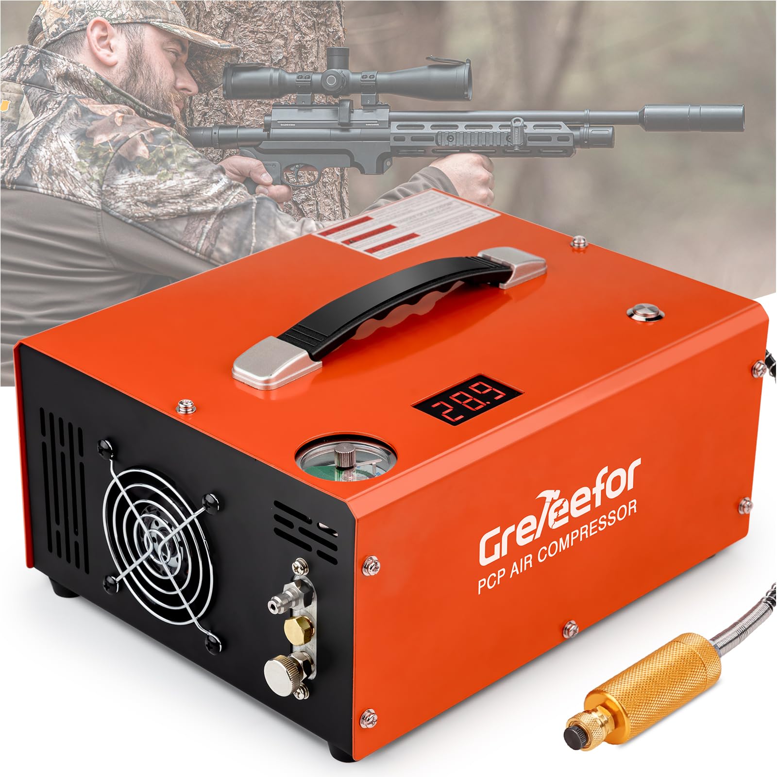 Photo 1 of PCP Air Compressor 4500Psi/30Mpa, 350W Oil-Free Fast Fill Pump with Auto Shut-Off, Dual Power 12V DC & 110V/220V AC, Portable Air Pump Paintball, Air Rifle, Airguns HPA Tanks(Compact)