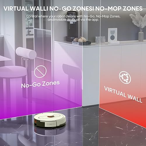 Miniatura 7 de Bagotte Robot aspiradora y trapeador, aspiradoras robóticas de 5000 Pa, estación de autovaciado durante 60 días, navegación LiDAR, zonas prohibidas,