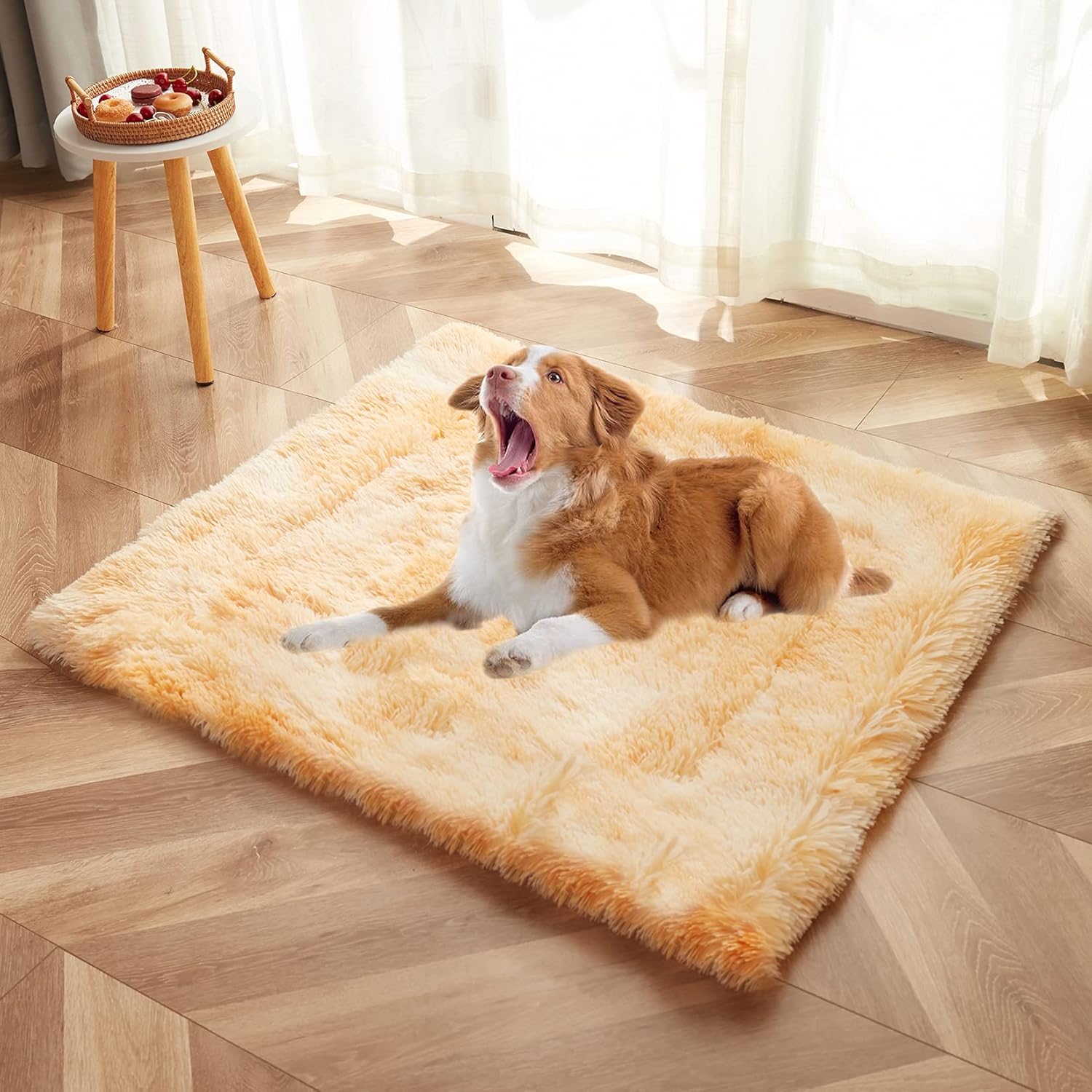 WERDIM Dog Cat Bed Mats Soft Crate Pad Blanket Plush Fluffy Self-Warming Pet Nest Bed for Small Medium Large Dogs and Cats, Tie Dye Camel, 36" x 44" : Pet Supplies