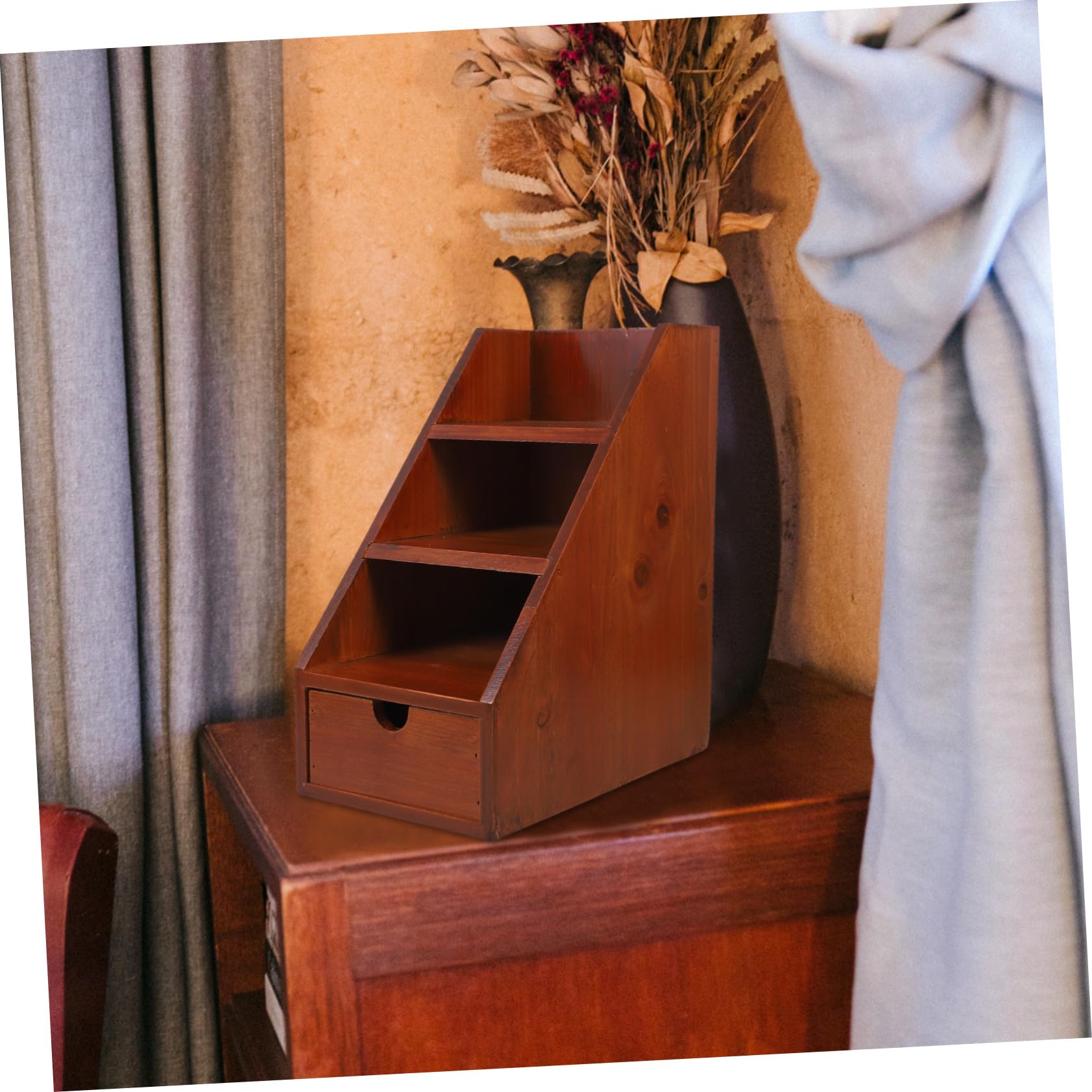 Organizador de Escritorio Multicapa de Madera Color Café 1 Pieza