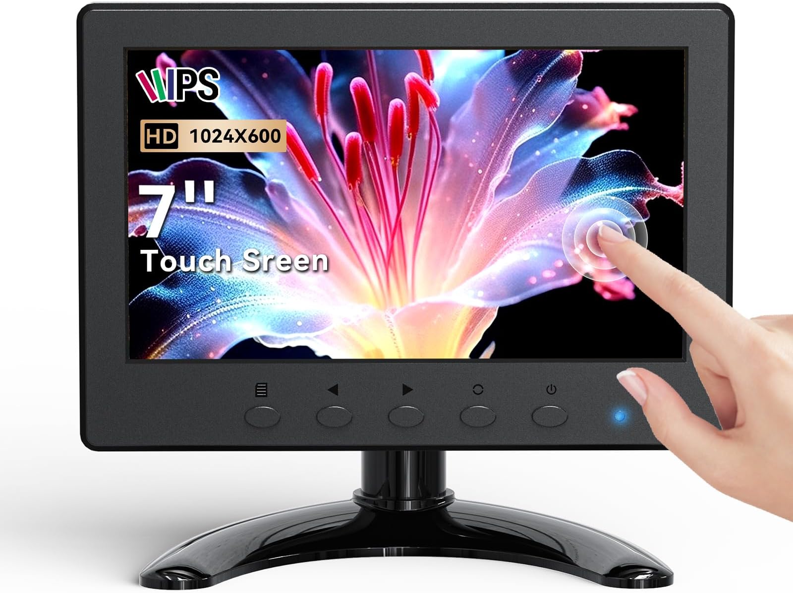 Eyoyo EM07CM Touch Screen Monitor 7 Inch Mini CCTV Monitor 1024x600 IPS Panel Small Touchscreen POS Screen with HDMI VGA BNC AV Input for Security Analog Camera, RasPi, Computer, PC, Desktop