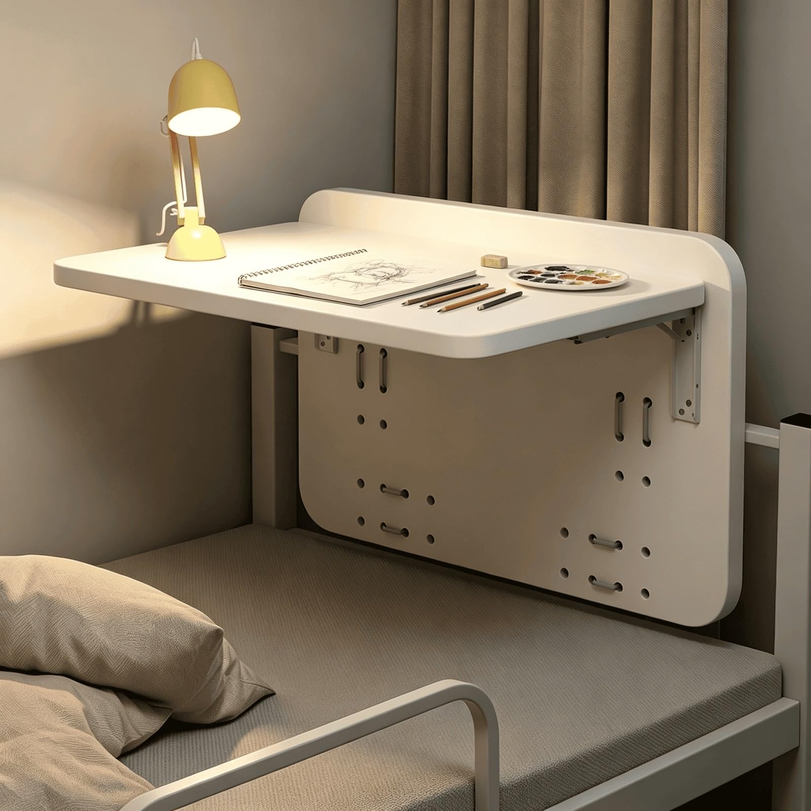Kumamart White Foldable Bed Tray K-Bracket Space Saving Board