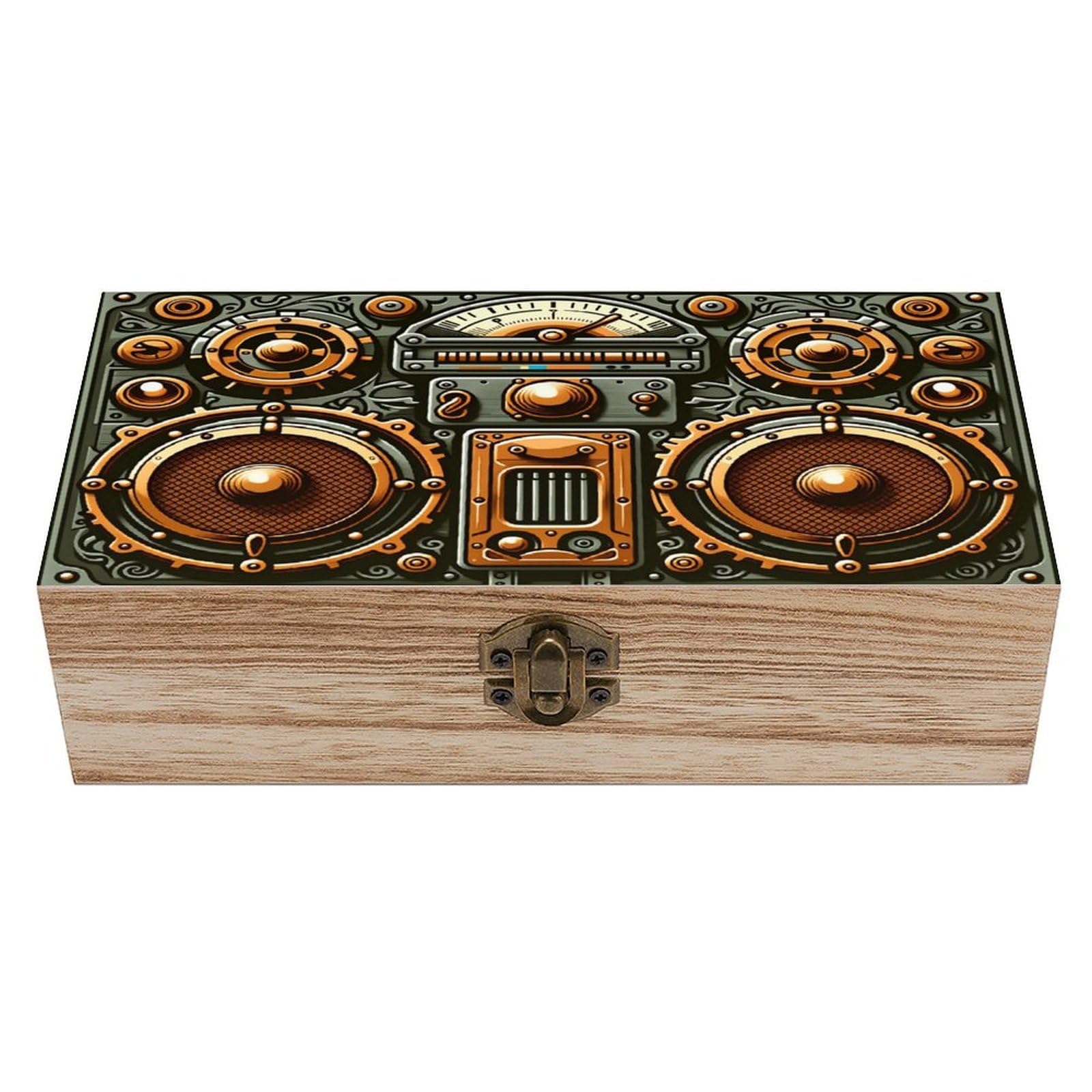 asbwuo Steampunk Mechanical Dial Vintage Wooden Keepsake Box