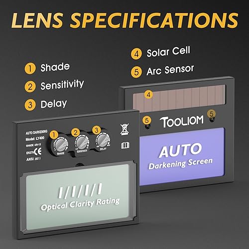 Miniatura 4 de TOOLIOM Casco de soldadura de oscurecimiento automático, color verdadero 1112, capucha de soldadura frontal abatible con rango de sombra ajustable