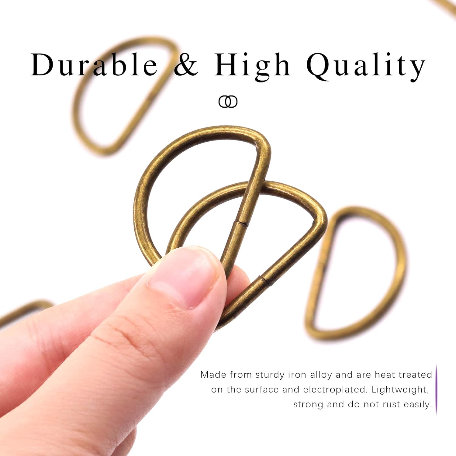 Swpeet 150Pcs 3/4 Inch - 20mm Bronze Multi-Purpose Metal D Ring Semi-Circular D Ring for Hardware Bags Ring Hand DIY Accessories (Bronze, 3/4 Inch) - Image 4