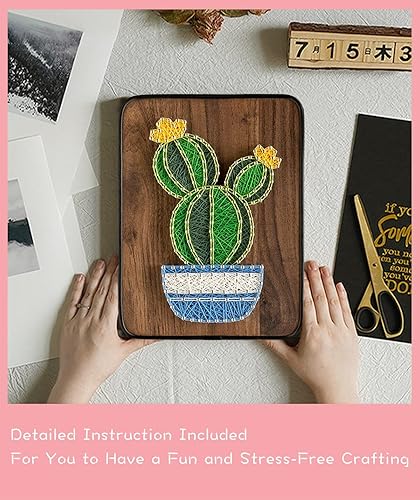 Miniatura 4 de BAZIMA Kit de arte de cuerda para principiantes, kit de manualidades de cactus en maceta, regalo único, kit de manualidades para vacaciones, cactus
