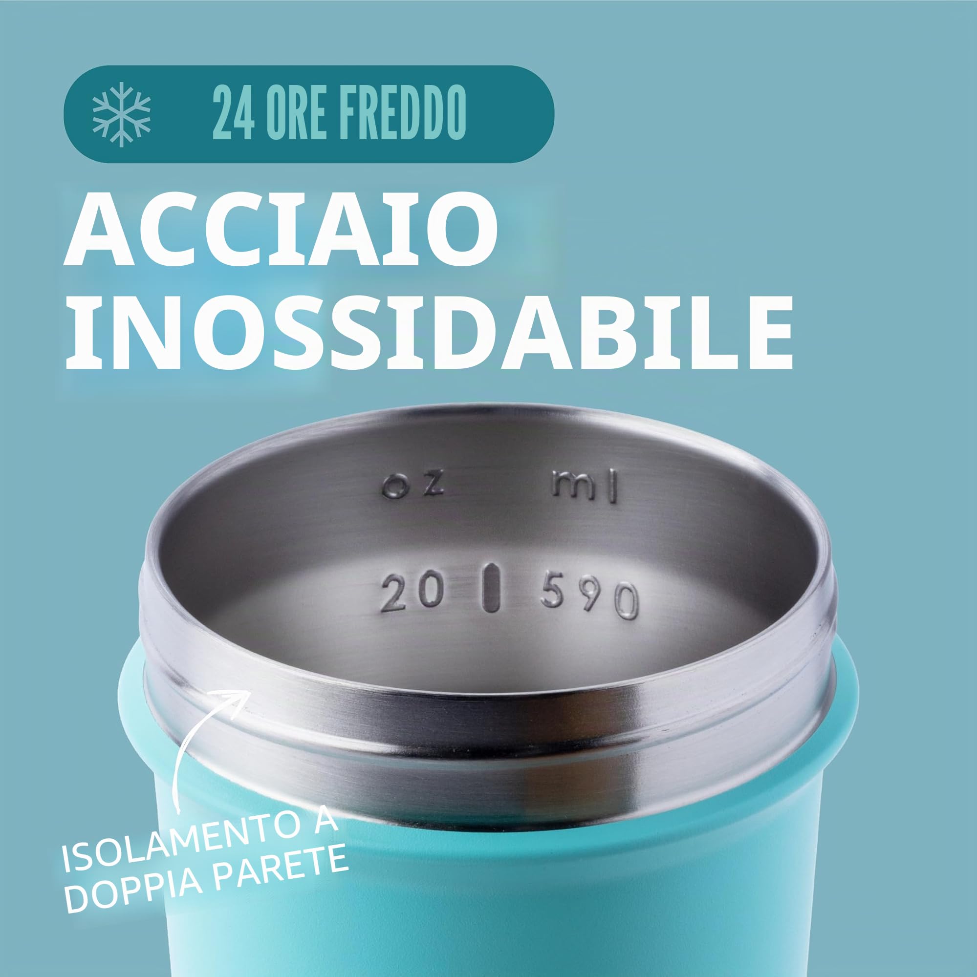 BlenderBottle Strada Sleek Shaker Cup - Borraccia termica in acciaio inox con frusta, 740 ml, colore: verde acqua