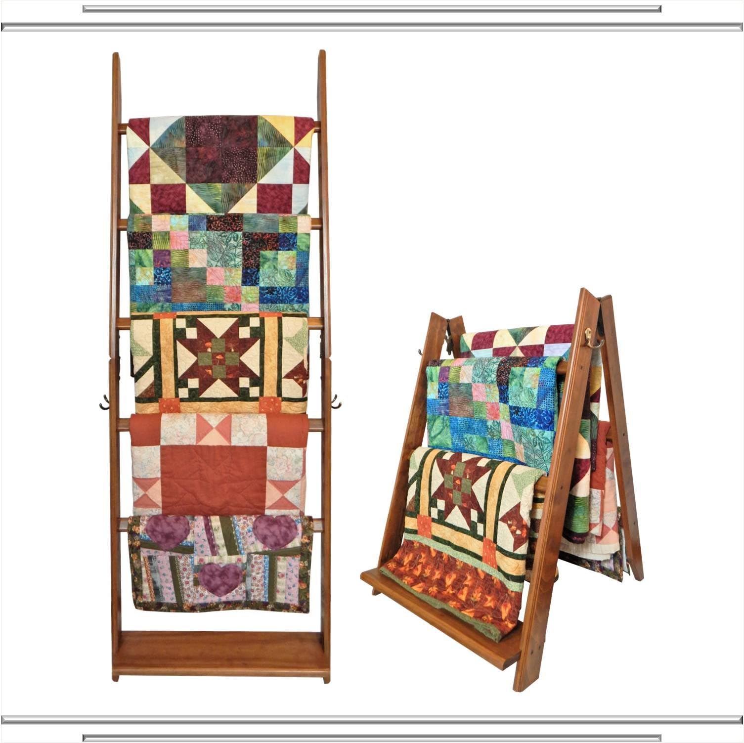 The LadderRack 2-in-1 Quilt Display Rack (5 Rung/30 Model/American English)