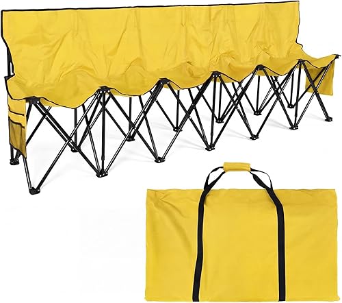 Miniatura 24 de Kigley Banco de fútbol plegable de 6 asientos, portátil, para equipo deportivo, para campamento de fútbol, viajes, eventos, asientos al aire libre