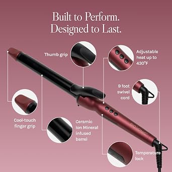 Bio Ionic Long Barrel Curling Iron, Moisture Heat Technology & NanoIonic MX | Versatile Curling Styler with Longer Barrel for Easy Hair Styling, Multiple Barrel Sizes for Frizz-Free, Defined Curls