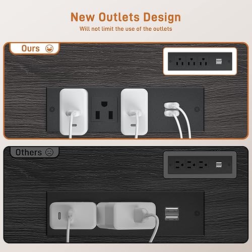 Miniatura 9 de Juego de 2 mesitas de noche altas con estación de carga y puertos USB, mesita de noche de 47 pulgadas de alto con estantería ajustable, mesa