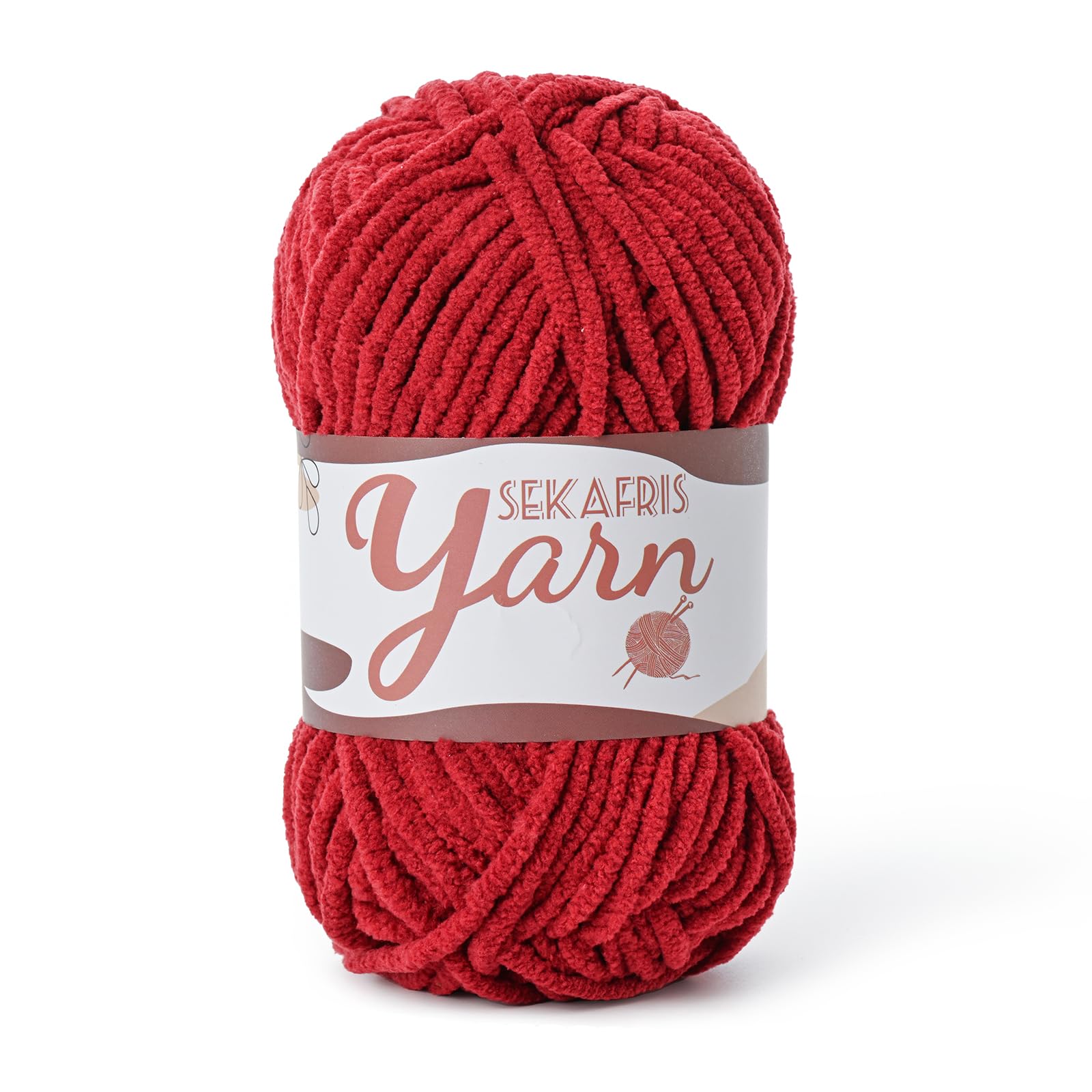 Chenille Yarn for Crocheting Plush Blanket Crochet Yarn Burgundy