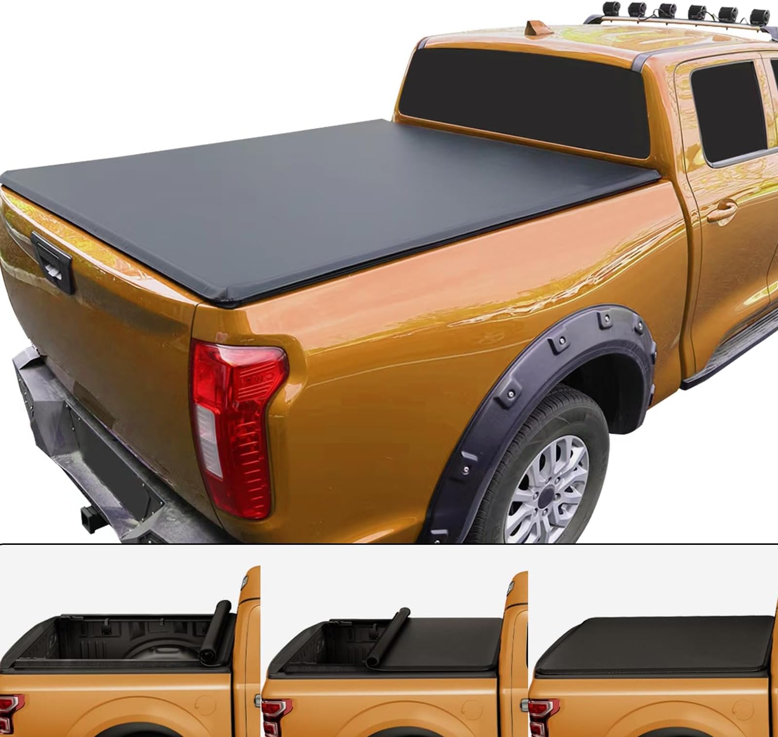 5.5ft Tonneau Cover Roll Up Compatible with 2009-2024 F150 Truck Bed Covers Black Style