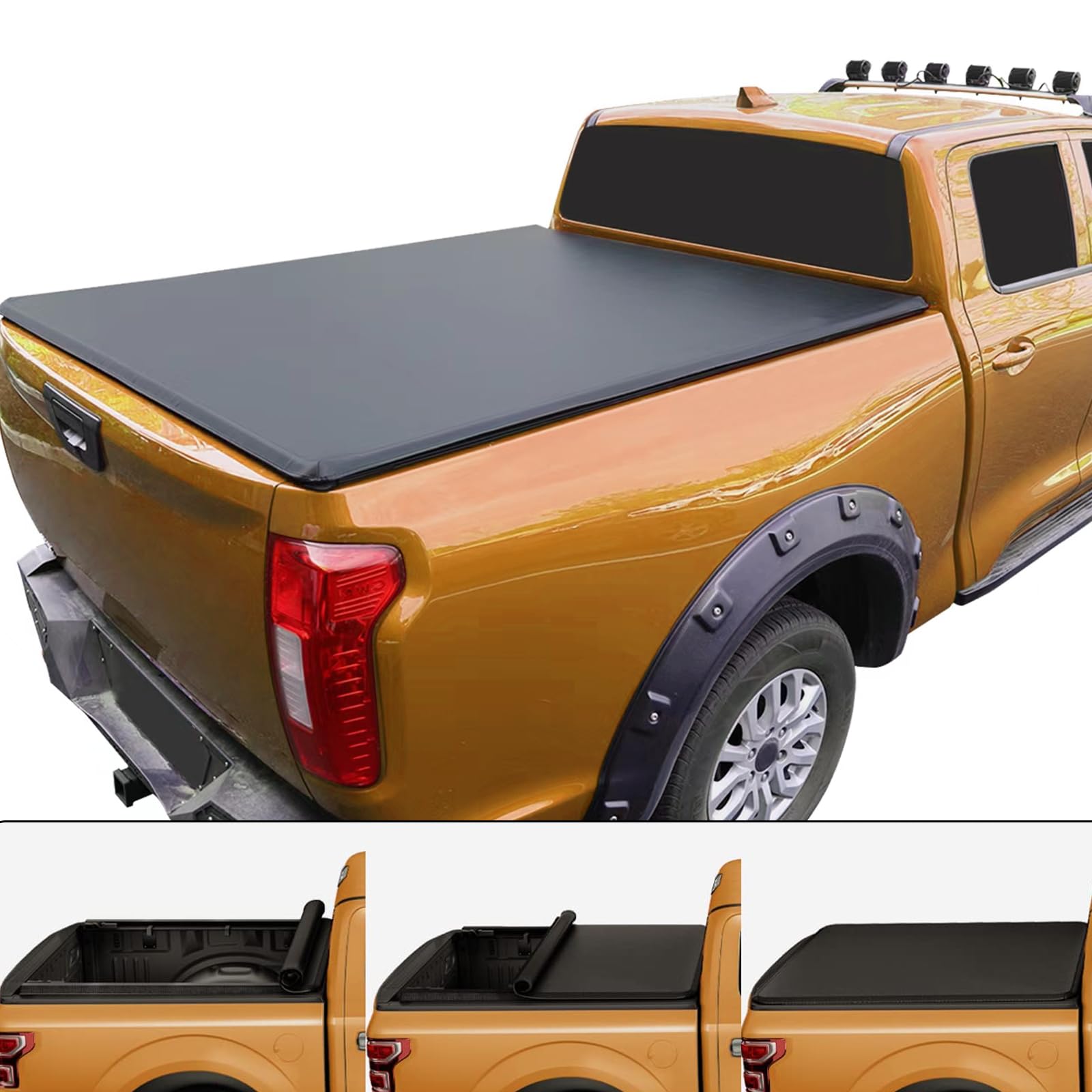 5.5ft Tonneau Cover Roll Up Compatible with 2009-2024 F150 Truck Bed Covers Black Style