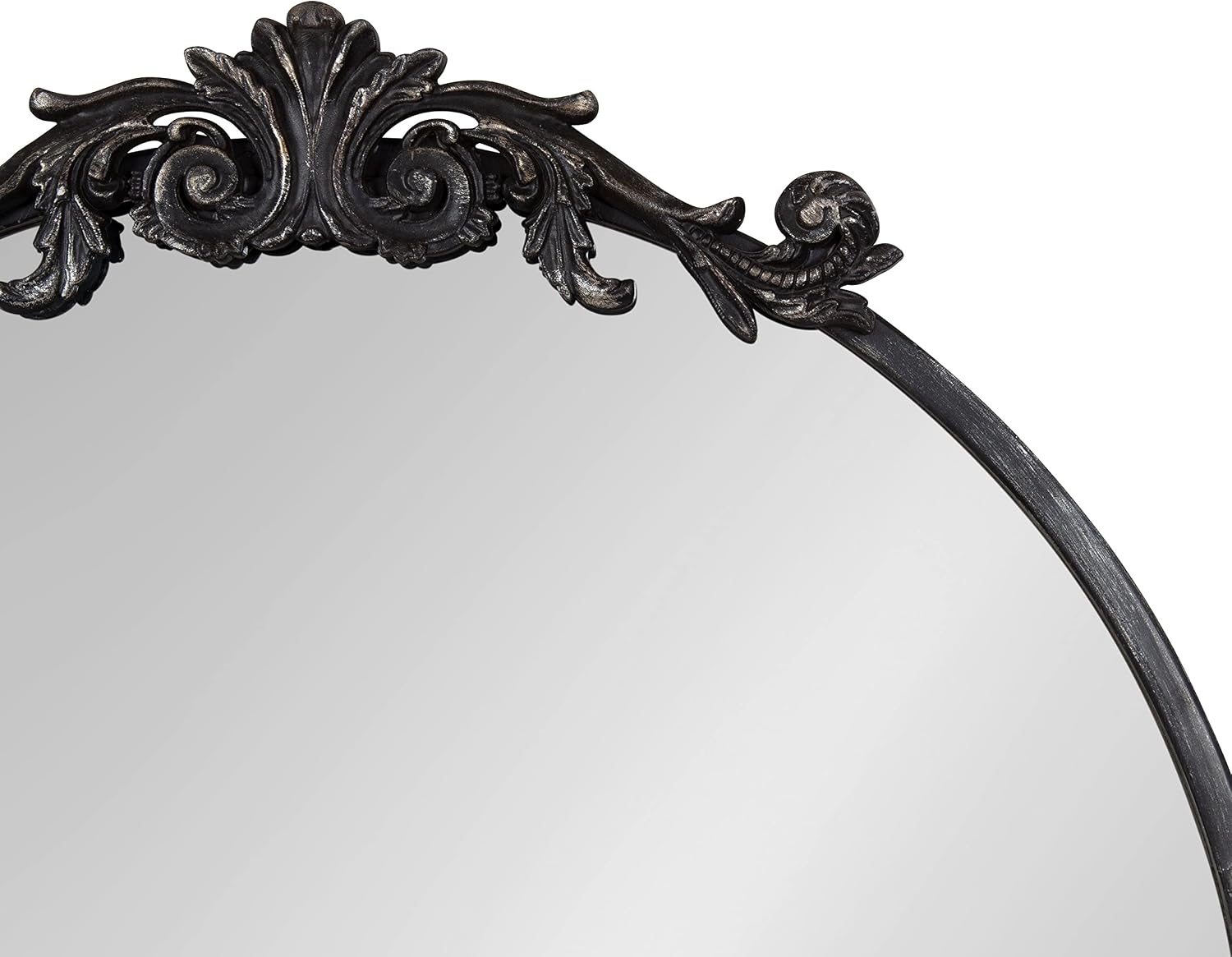 Kate and Laurel Arendahl Ornate Glam Round Mirror; 24 Inch Diameter; Black; Dramatic Baroque Style Wall Mirror for Vintage Antique Inspired Home Decor Aesthetic