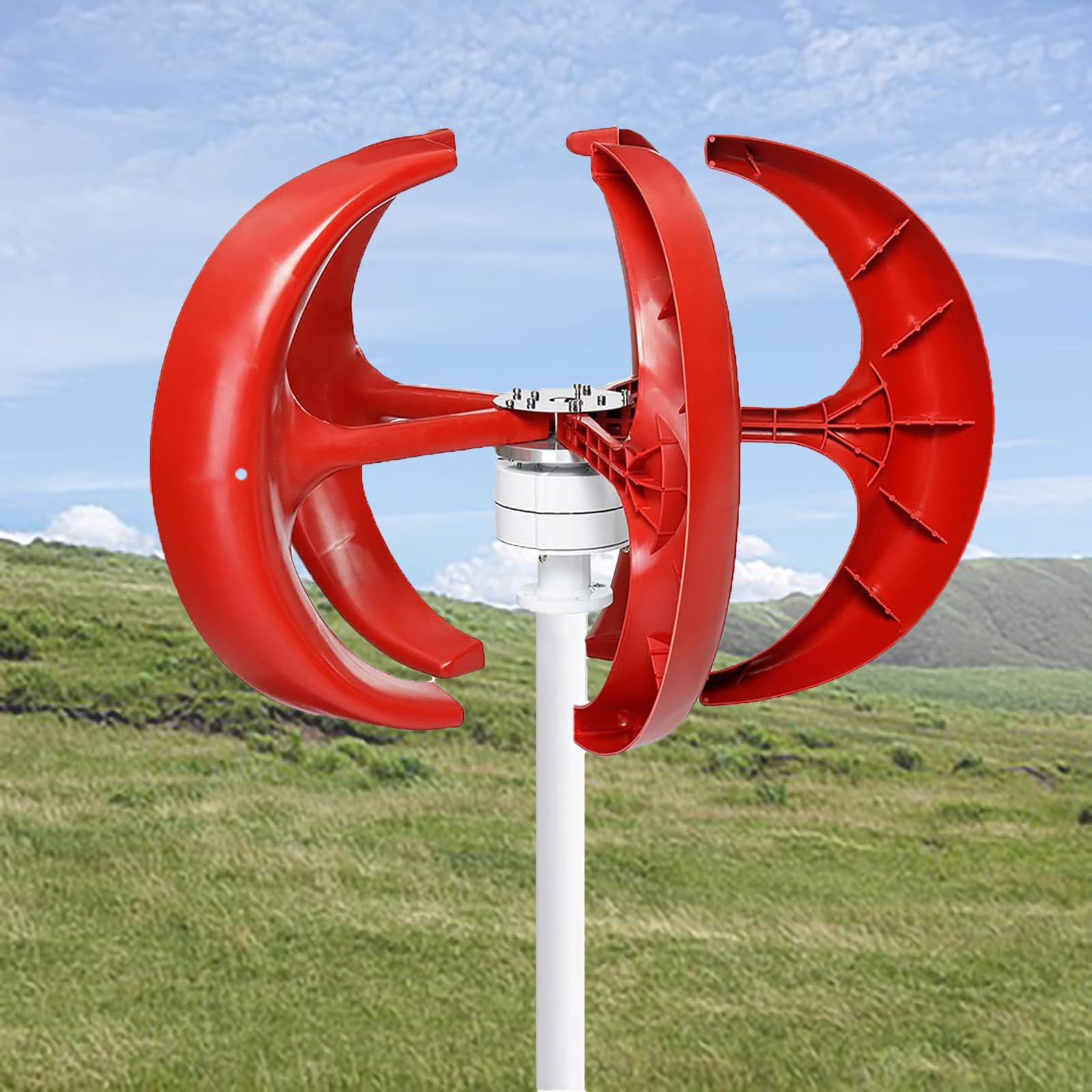 Turbina Eólica de 400W Generador Vertical de Viento de 5 Palas Equipo Productor de Electricidad para Barcos Terrazas Cabinas o Casas Móviles Carga,24V