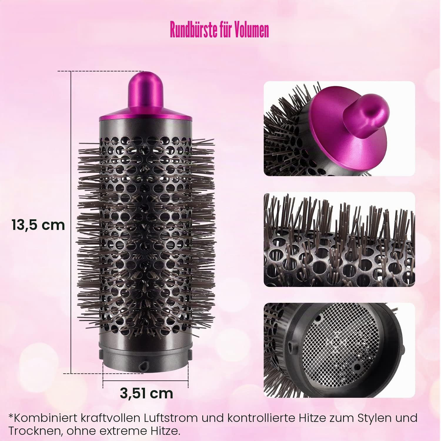 Runde Volumenbürste für Dyson für Airwrap Styler Aufsatzteil mit Adapter für Dyson Haartrockner Umwandlung auf Lockenstab Styler