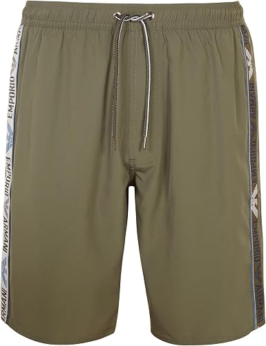 Emporio Armani Bermudas tipo bóxer con logotipo para hombre, verde (Military Gre