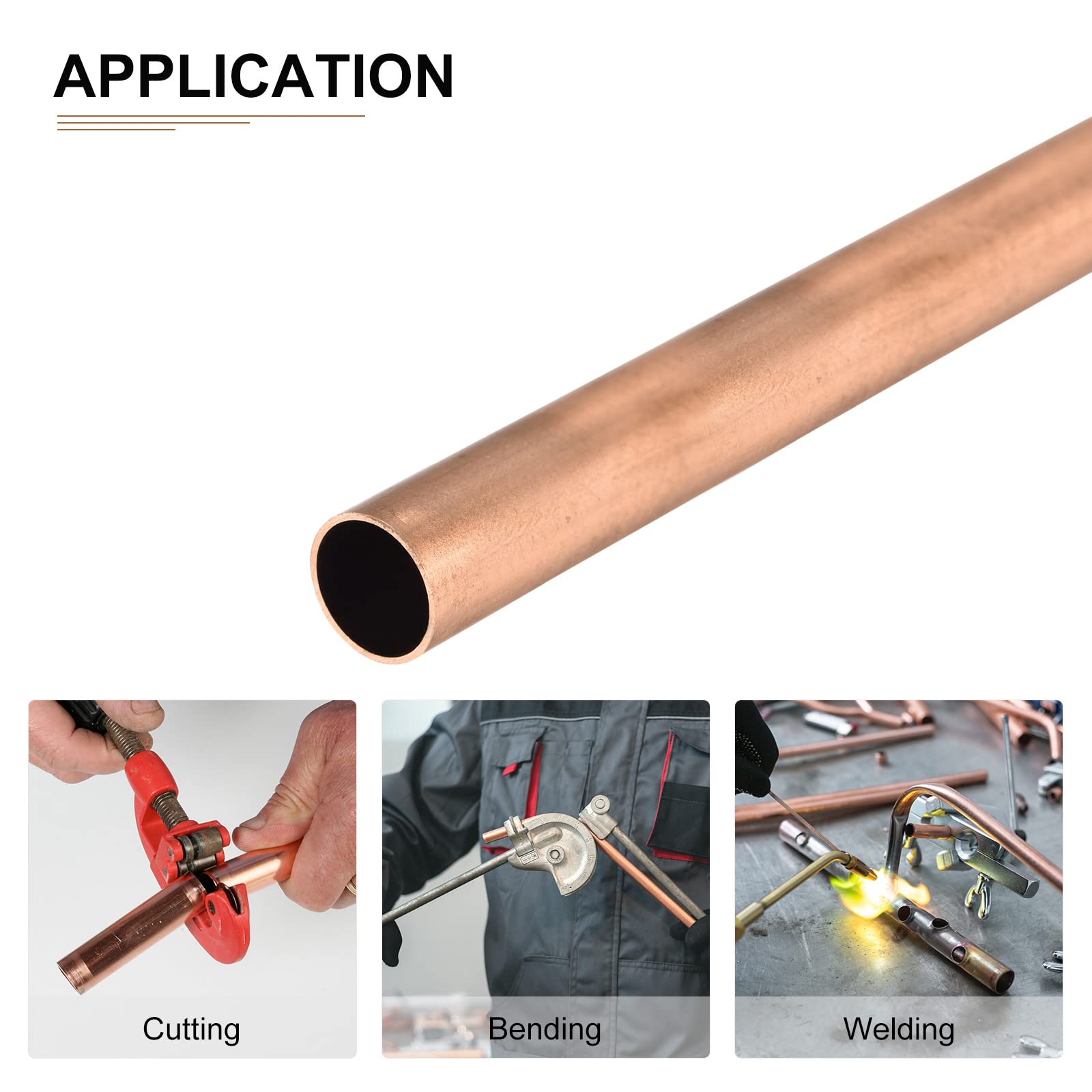 DTGN 10mm x 0.5mm x 300mm(ODxWall TXL) Copper Tube - 1Pack - Good for Machinery Equipment DIY Decorative Frame - Round Metal Tubing - Image 4