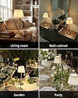 Vista 6 de KDG Portables Cordless Table Lamp, Fabric Shade Desk Lamp, 4000mAh Rechargeable Battery Powered Lighting, Dimmable Light for Dining Room, Bedroom