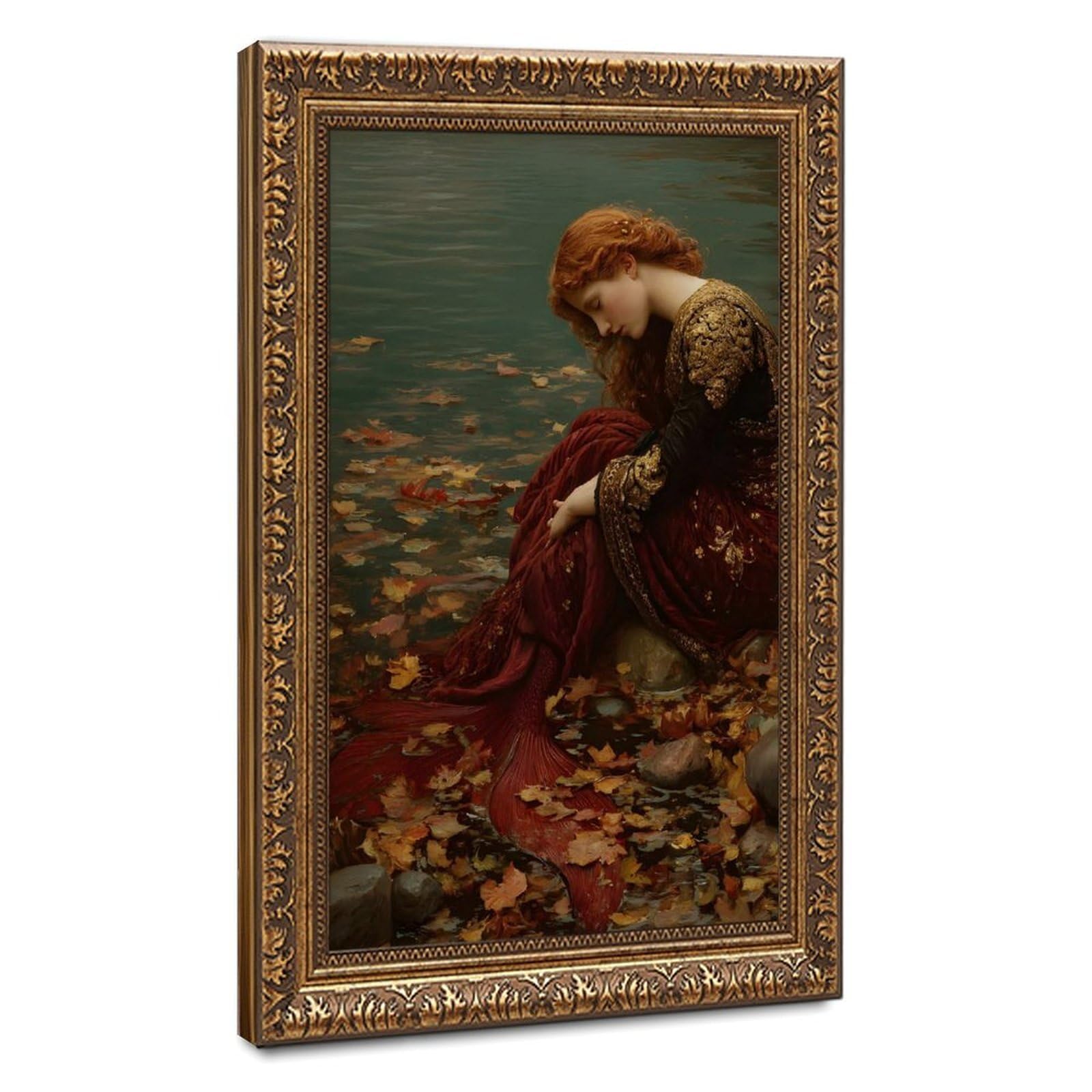 Bareronor Moody Mermaid Canvas Poster Bedroom Decor Landscape Office Room Decor Gift 12" L X 18" W