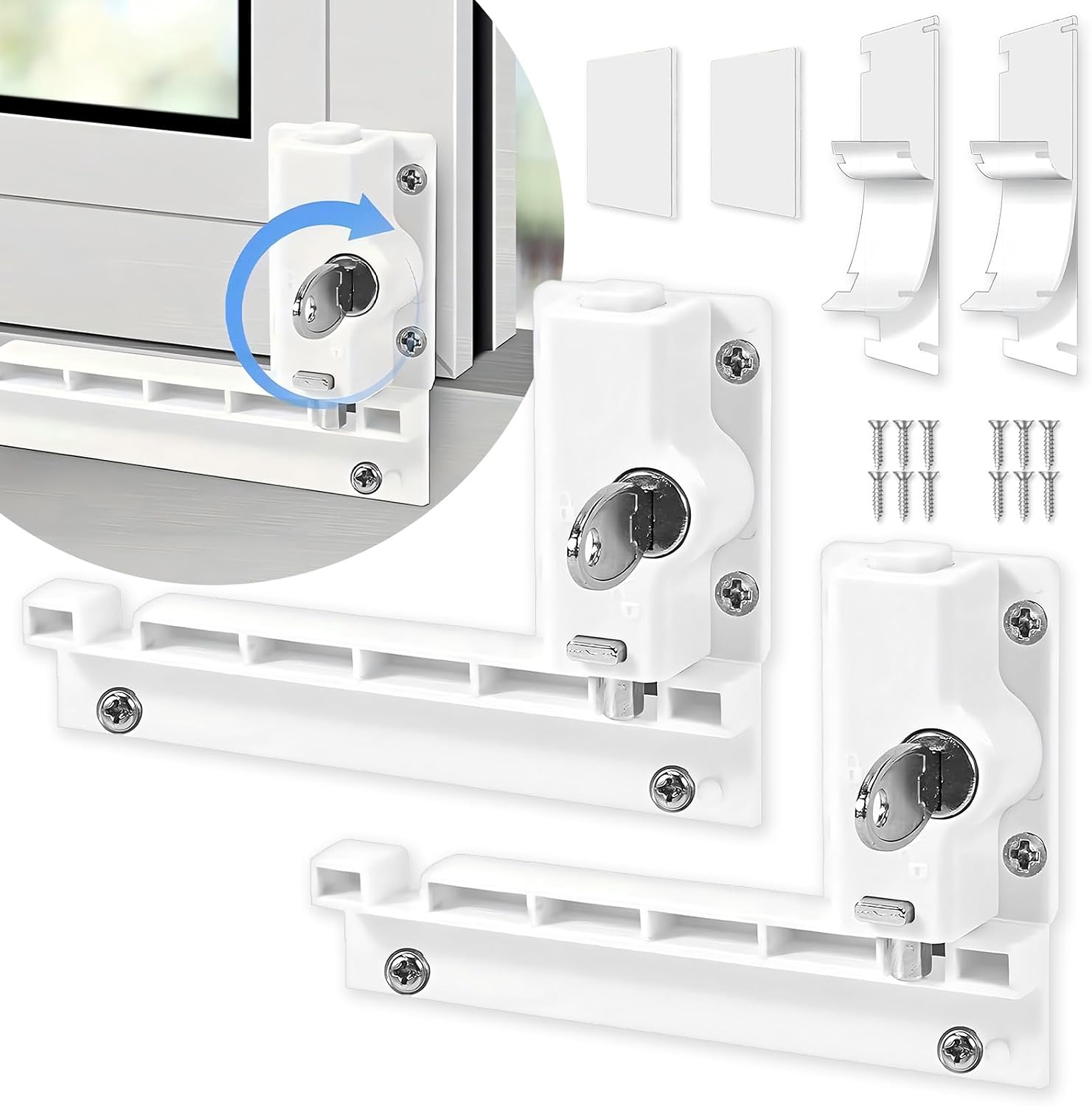 Patio Sliding Door Security Foot Lock Kick Lock with keyed, ABS,Fits on Top Rail-Childproof Patio Door Guardian-or Bottom Rail-Foot Operated-Keep Your Family Safe and Secure(2 Pack)