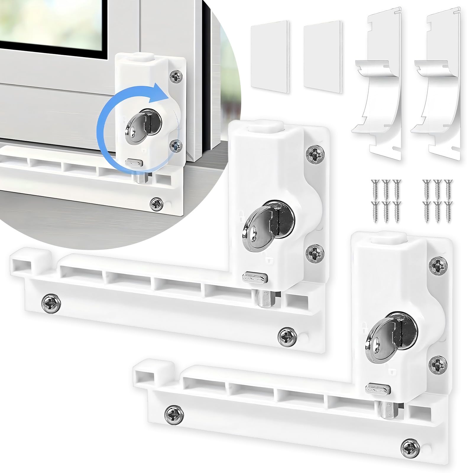 PILISPARK Patio Sliding Door Security Foot Lock Kick Lock with keyed, ABS,Fits on Top Rail-Childproof Patio Door Guardian-or Bottom Rail-Foot Operated-Keep Your Family Safe and Secure(2 Pack)
