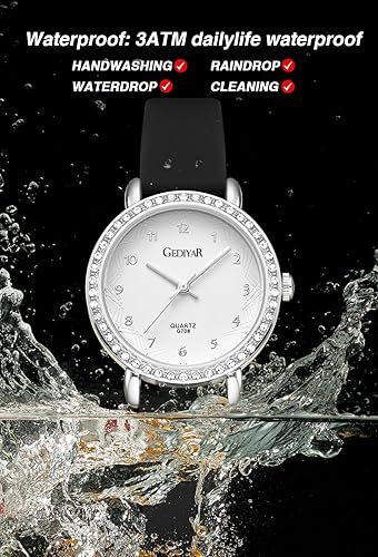 Miniatura 4 de Women's Quartz Watch, Crystal Rhinestone Bezel, Waterproof Analog Display, Ladies Variety Colors Silicon Jelly Casual Dress Wristwatch for Nurse