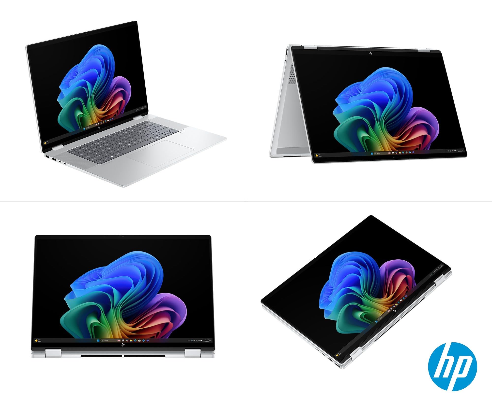 HP Omnibook X Flip Convertible Laptop 40,6 cm (16") Touch screen OLED 3K (Intel Ultra 7-258V EVO, 32 GB RAM, 1TB SSD, Intel ARC Graphics, Windows 11 Home, WiFi 7) Argento Spagnolo