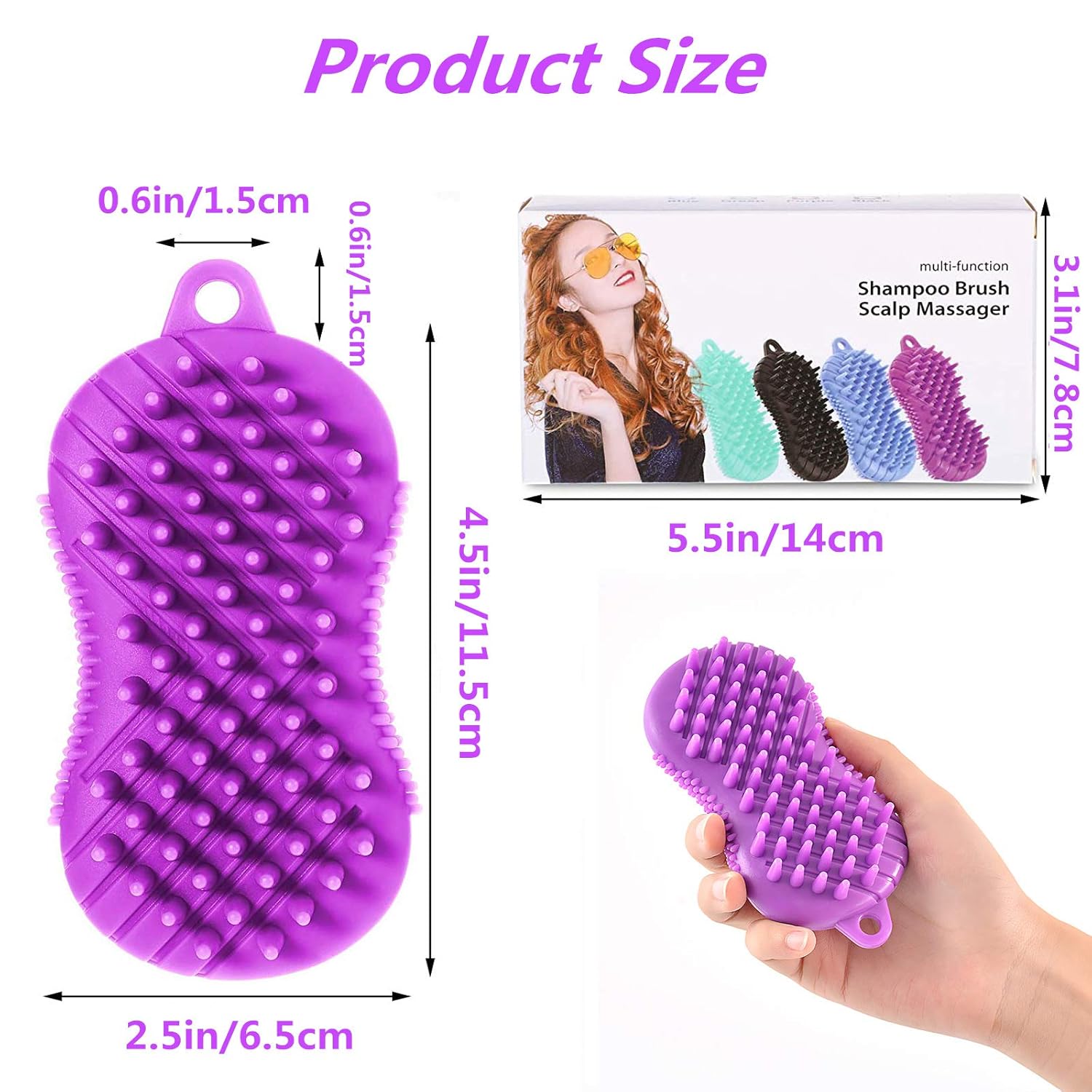 Hair Scalp Massager Integrated Design Silicone Shampoo Dandruff Shower Neck Brush Gentle Bath Body Head Scrubber Exfoliating Premium Wet And Dry Easy to Clean Care Product for Women & Men(purple) : Beauty