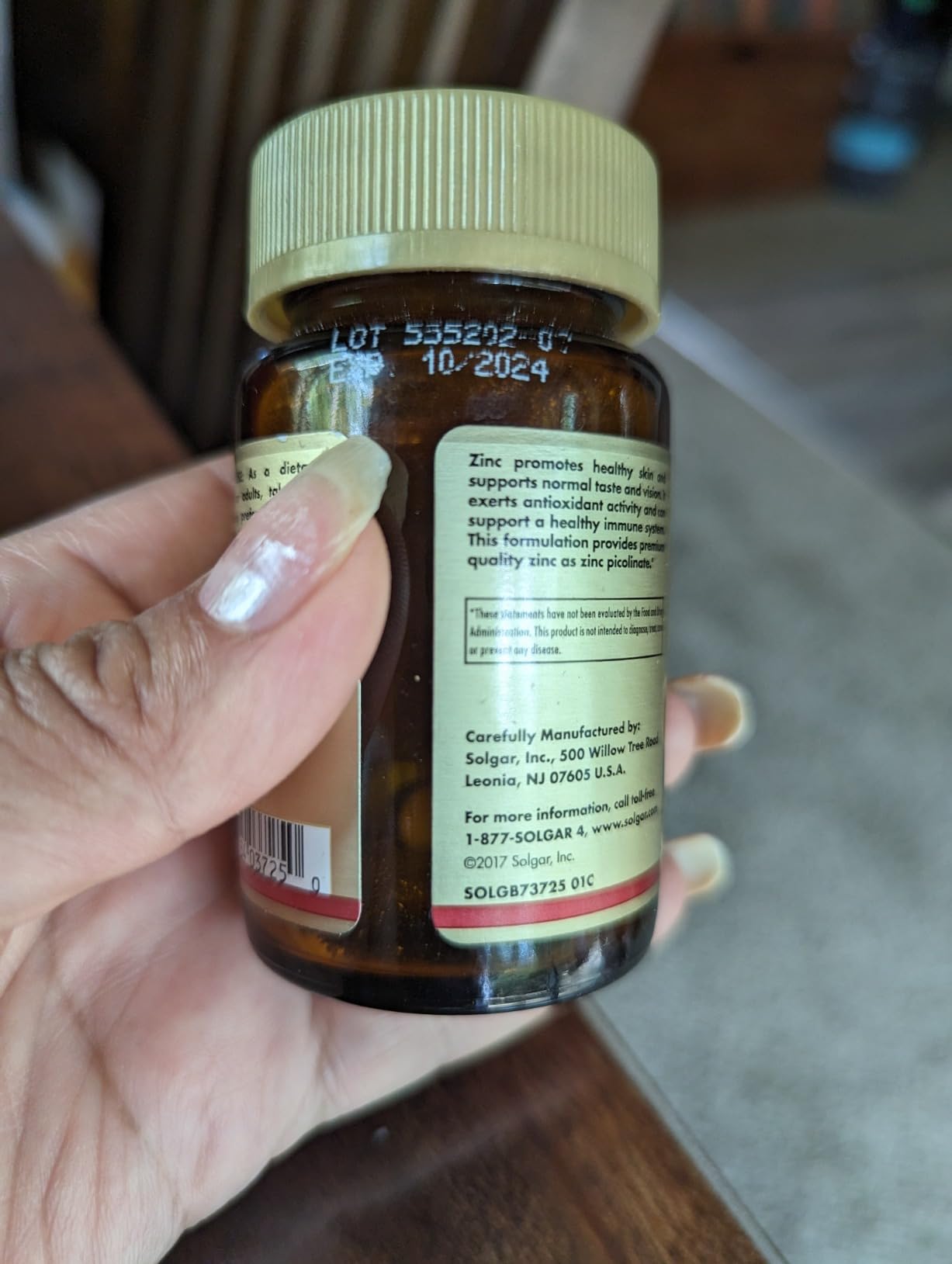 Solgar Zinc Picolinate 22 Mg - Complément Alimentaire 100 Comprimés