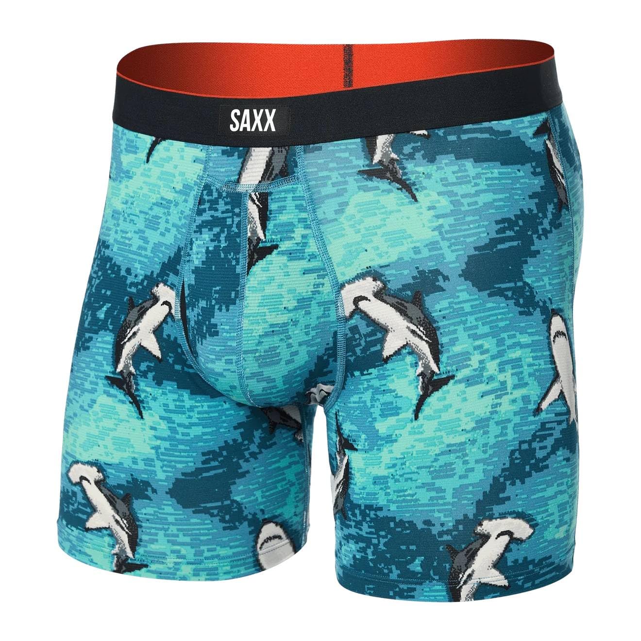 Saxx Multi-Sport Mesh Boxer Briefs, Hammerhead Camo/Aqua - S
