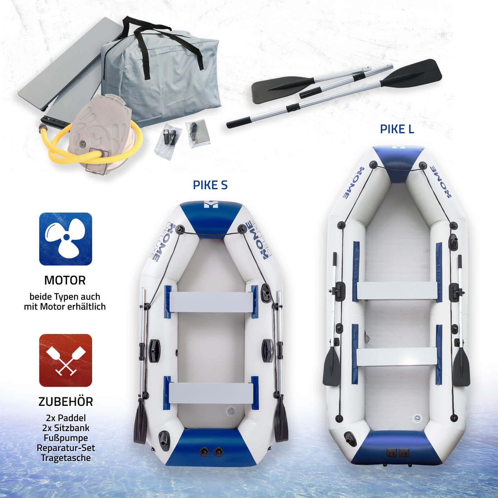 Home Deluxe - Embarcación neumática Pike Material: PVC Resistente I Embarcación Auxiliar, lancha motora, Barca de remos - selección de Variantes