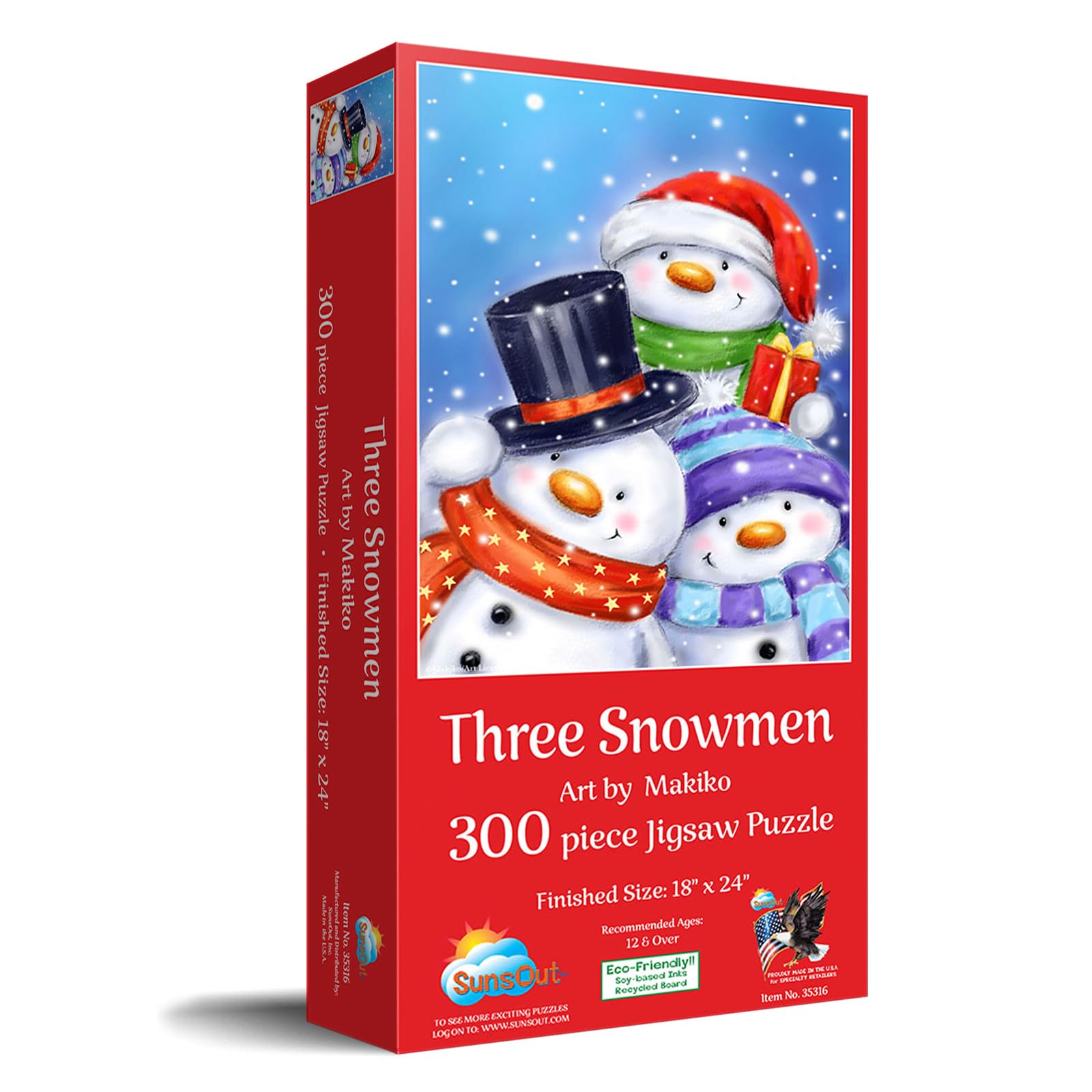 Amazon.com: SUNSOUT INC - Three Snowmen - 300 pc Christmas Jigsaw