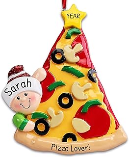 Personalized Food Christmas Ornaments 2025 - Pizza Ornament Custom Christmas Ornament Food Ornaments Slice of Pepperoni Pizza Themed Gift for Tree