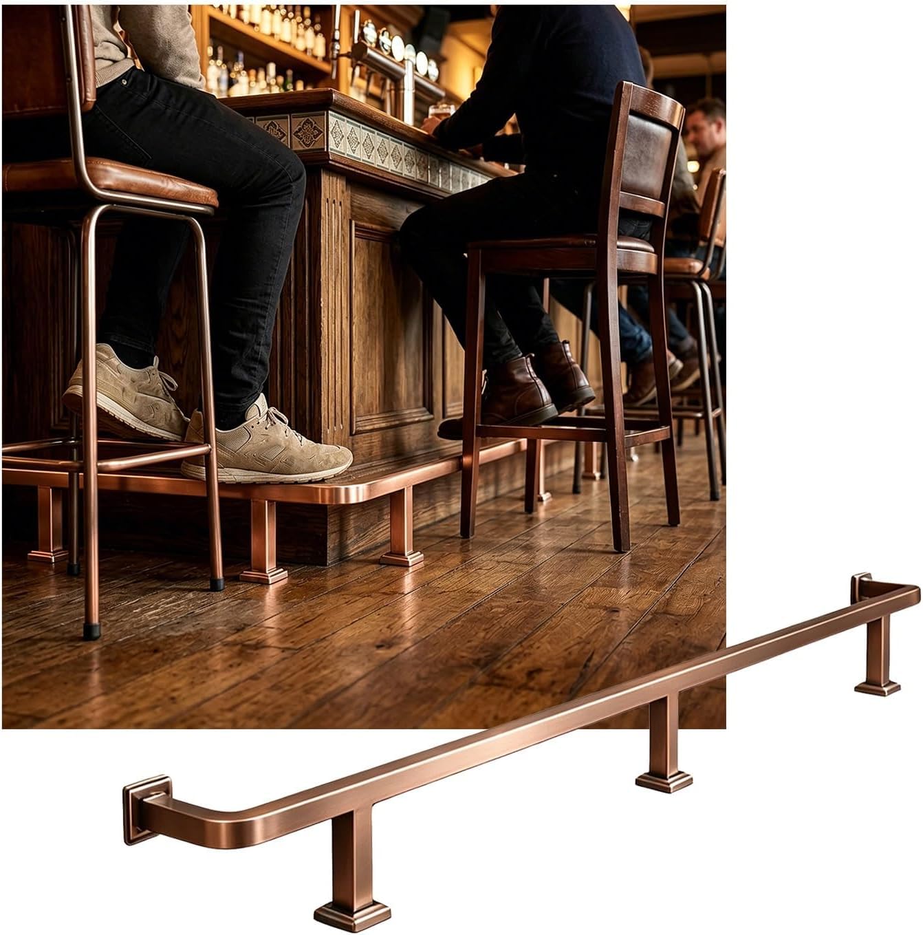 Kanduo Rose Gold Bar Foot Rail Kit Brushed Stainless Steel Bar Foot Rail，Wall Mount Bar Foot Rest Kit For Home & Commercial Bars(,2.0M/6.56Ft)
