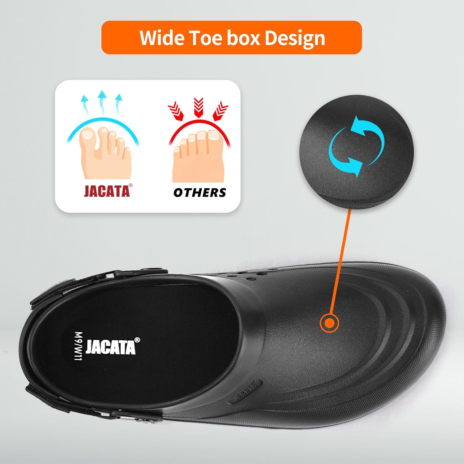 Jacata Mens Slip Resistant Chef Shoes Non Slip Kitchen Work Clogs with Arch Support Oil Water Resistant for Food Service Nursing Gardening Crews Health Care Restaurant Footwear