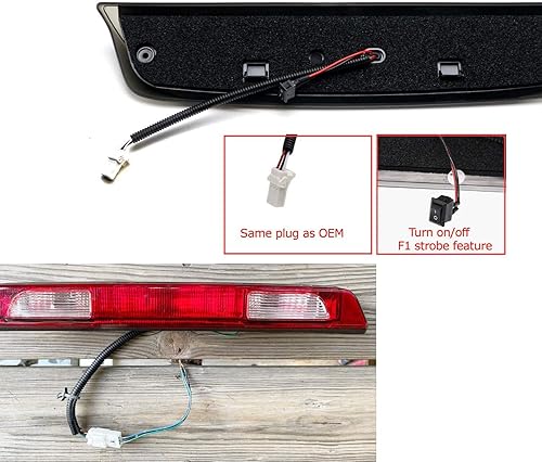 Miniatura 6 de iJDMTOY Lente ahumada estroboscópica estilo F1 con reflector cromado rojo 48-SMD LED de montaje alto, tercer freno, montaje de luz de