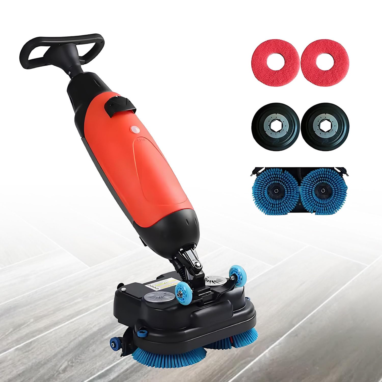 GLBMXDD Professional Floor Dryer, 240 RPM, Lightweight Electric Floor Scrubber with 17" Cleaning Width, Double Rotating Brushes, 360° Rotating Head, 1200 M²/H Coverage