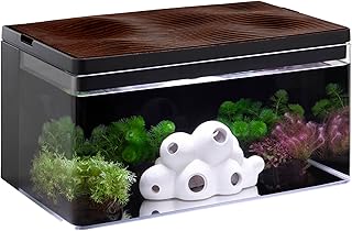 Harmony Aquarium Tank Deluxe by Clairnara – All-in-One 8 Gallon Freshwater Fish Tank with LED Light, Quiet Pump, Patented Filtration, and Special Wood Grain Toplid – iF Design Award Winner