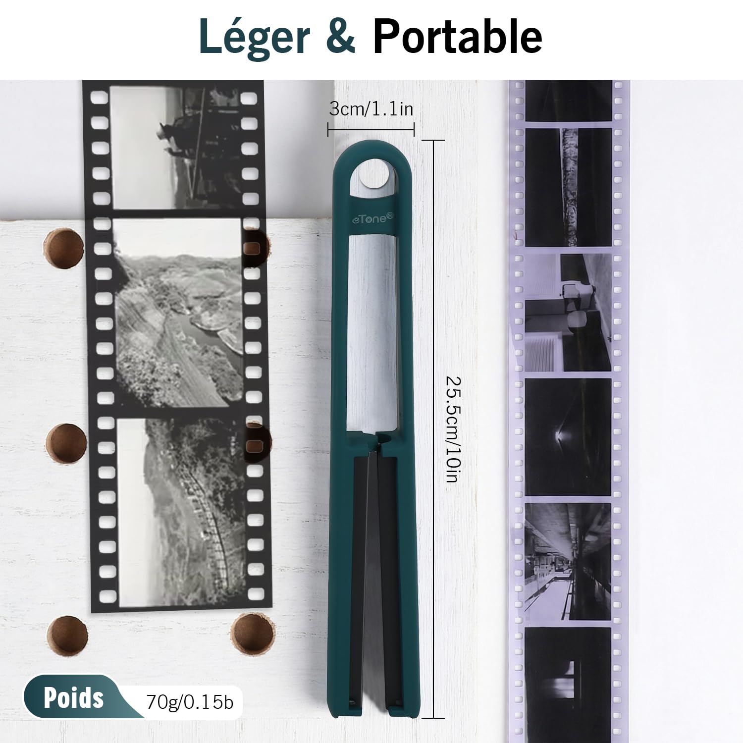 Raclette eTone pour Films 35 mm et 120, Lames Souples en Silicone, essuyage sans Traces, Compatible avec Les Films négatifs 135/120/4x5 (Vert)