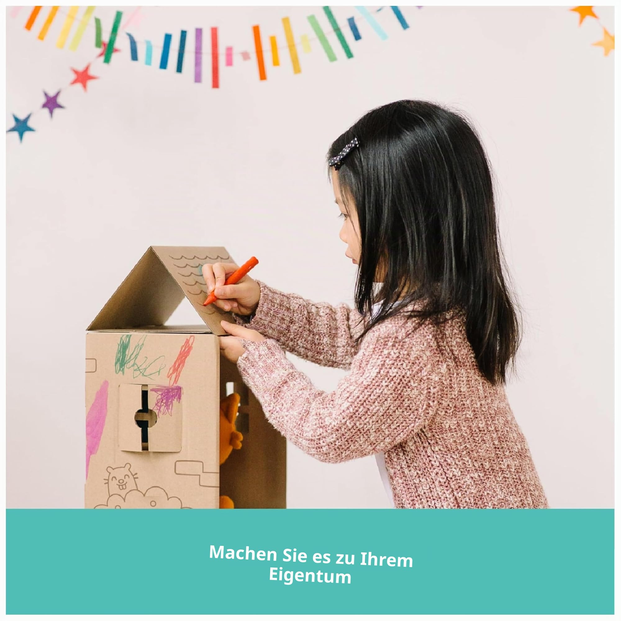 SAGO mini Plüsch-Geschenkpaket, 4 Stofftiere mit verwandelbarem Papp-Spielhaus, Kinderspielzeug für Jungen und Mädchen ab 3 Jahren