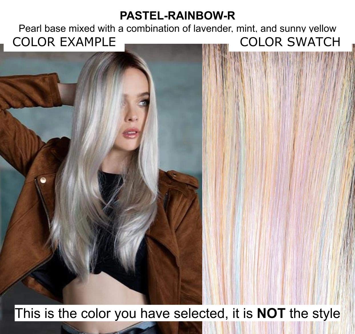 Bundle - 2 items: Lennox Wig by Rene Paris (item#1), Christy's Wigs Q & A Booklet (item#2) - Color: Pastel Rainbow-R